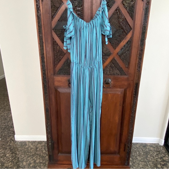 Band of Gypsies Pants - Band of Gypsies Off-the-Shoulder Striped Jumpsuit, Size S